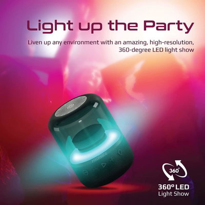 Promate Silicon Portable Wireless Wired Speaker, 8W, 7.6 x 7.6 x 12cm, Bluetooth, HD Stereo, TWS, USB, TF, LED, 4 Hours - Black product image 2