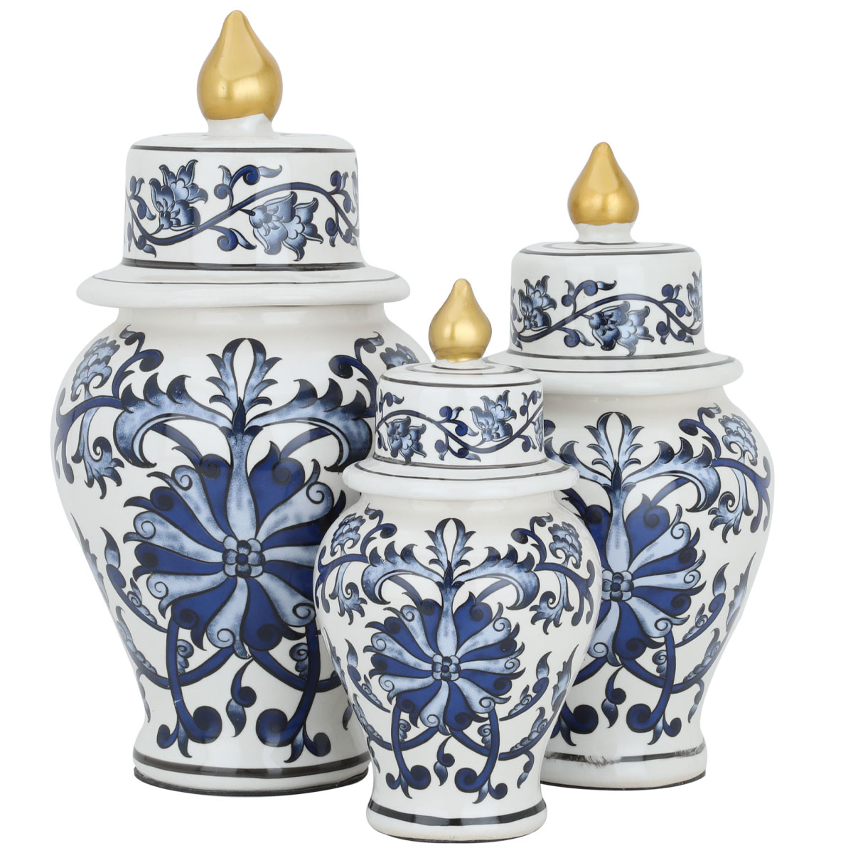 طقم مزهرية بورسلان السيف غاليري، 3 قطع - أبيض أزرق product image