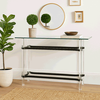 مدخل استقبال اكريليك زجاج، 80×140×40 سم - اسود شفاف product image 2