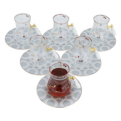 طقم بيالات شاي زجاج السيف غاليري، 12 قطع - شفاف product image 2