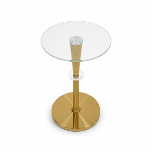 طاولة خدمة مفرد زجاج، 53×35×35 سم، قاعدة معدن دائرية، رافعة معدن - ذهبي product image 2