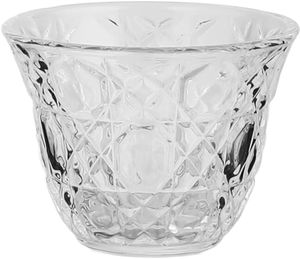 Glass cup and saucer serving set, 18 pieces, stainless steel saucers, 12 cm - clear silver product image 2