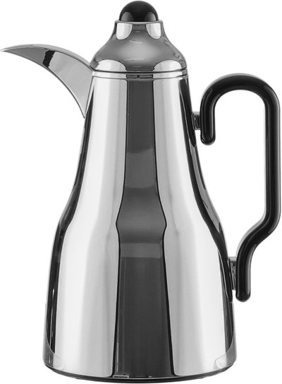 Al Saif Gallery Abq Thermos Set, 1/0.7 Liter, Glass Inner Material, 3 Pieces, Tofriya, Black Handle - Silver Transparent product image 3