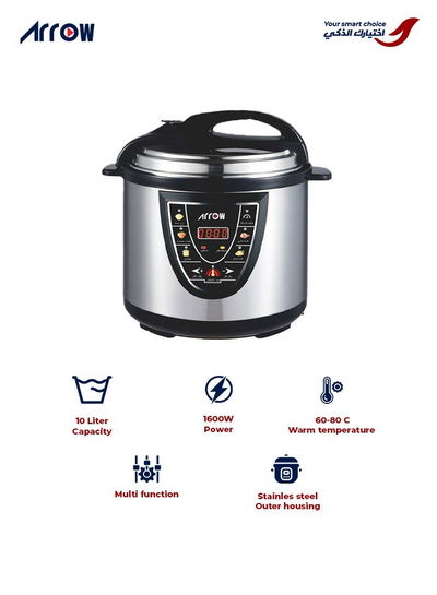 Arrow  RO-10SEC Pressure Cooker, 1600W, 10L - Silver Black product image 9