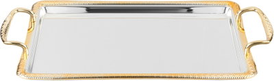 Al Saif Gallery Stainless Steel Serving Tray, 3 Pieces, Rectangle - Silver Gold product image 3