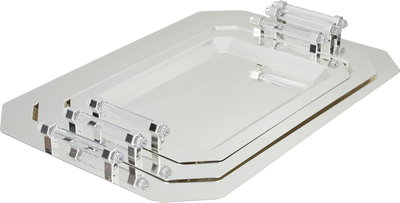 طقم طوفريات ستانلس استيل السيف غاليري، 3 قطع، مستطيل، يد شفاف - فضي product image 1