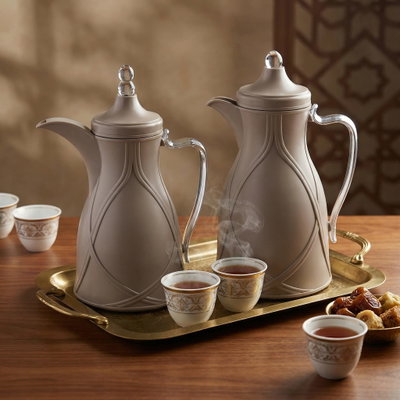 طقم ترامس طيف السيف غاليري، 0.7 / 1 لتر، 2 قطعة، خامة داخلية زجاج، يد شفاف، غطاء ضغاط - رمادي فاتح product image 11