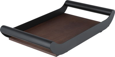 Al Saif Gallery wooden serving tray, 35x20x6.5 cm, rectangular, black handle - black wood product image 2