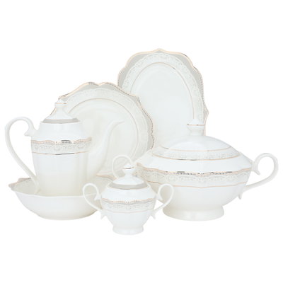 طقم سفرة بورسلان السيف غاليري فيكتوريا، 65 قطعة، ابيض ذهبي product image 1