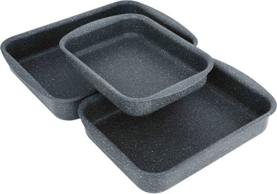 طقم صواني فرن جرانيت هاشفير، 3 قطع، تركي، مستطيل - رمادي غامق product image 4