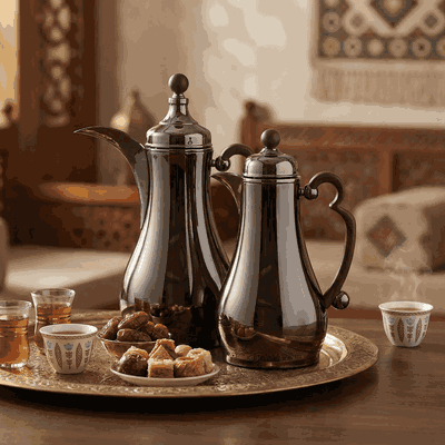 Al Saif Gallery Asalah Thermos Set, 2 pieces, 1/1 liter, glass interior, dark wood handle, push-button - black product image 11
