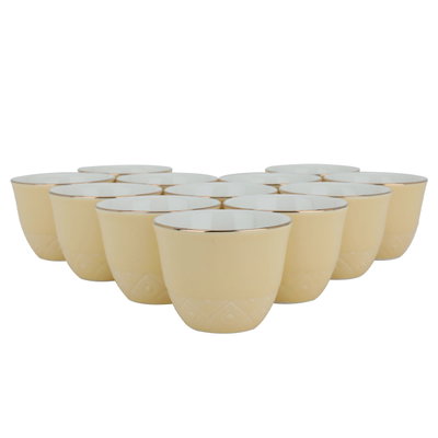 طقم فناجين قهوة عربي سيراميك السيف غاليري، 12 قطعة - اصفر ذهبي product image 1