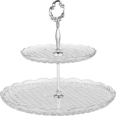 ستاند تقديم زجاج السيف غاليري، 2 دور، مسكة يد استيل، دائري - شفاف product image 2