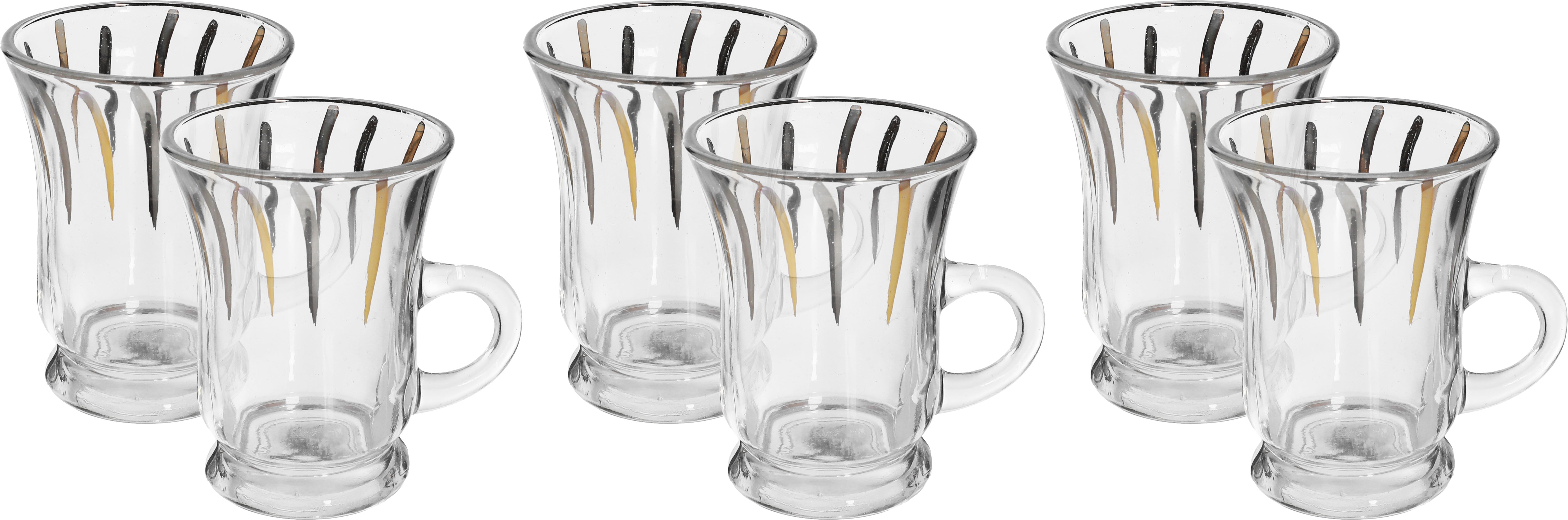 Al Saif Gallery Glass Torch Set, 6 Pieces, 200 Ml, Golden Pattern - Transparent product image