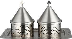 طقم تمريات بغطاء مع طوفرية ستانلس ستيل السيف غاليري، 3 قطع، منقوش - فضي مطفي product image