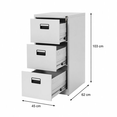 OW-024 Iron drawer organizer, 103×45×62 cm, 3 drawers, deep inside, pull-out design - Light Gray product image 3