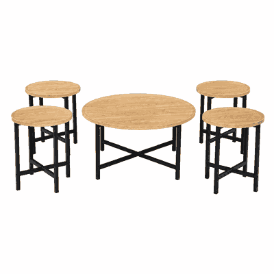 طقم طاولات خشب MDF و معدن، 5 قطع - اسود بني product image 3