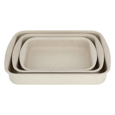 طقم صواني فرن جرانيت هاشفير، 3 قطع، تركي، مستطيل - بيج product image 4