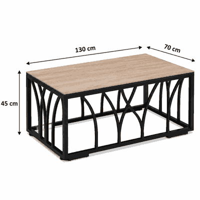 طقم طاولات خشب MDF و معدن، 7 قطع - اسود بني product image 3