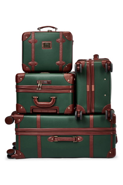 طقم حقيبة سفر جلد صناعي ليمرا، 4 مقاسات، 4 عجلات، زاوية 360 درجة، LMA-7057 - اخضر بني product image 2