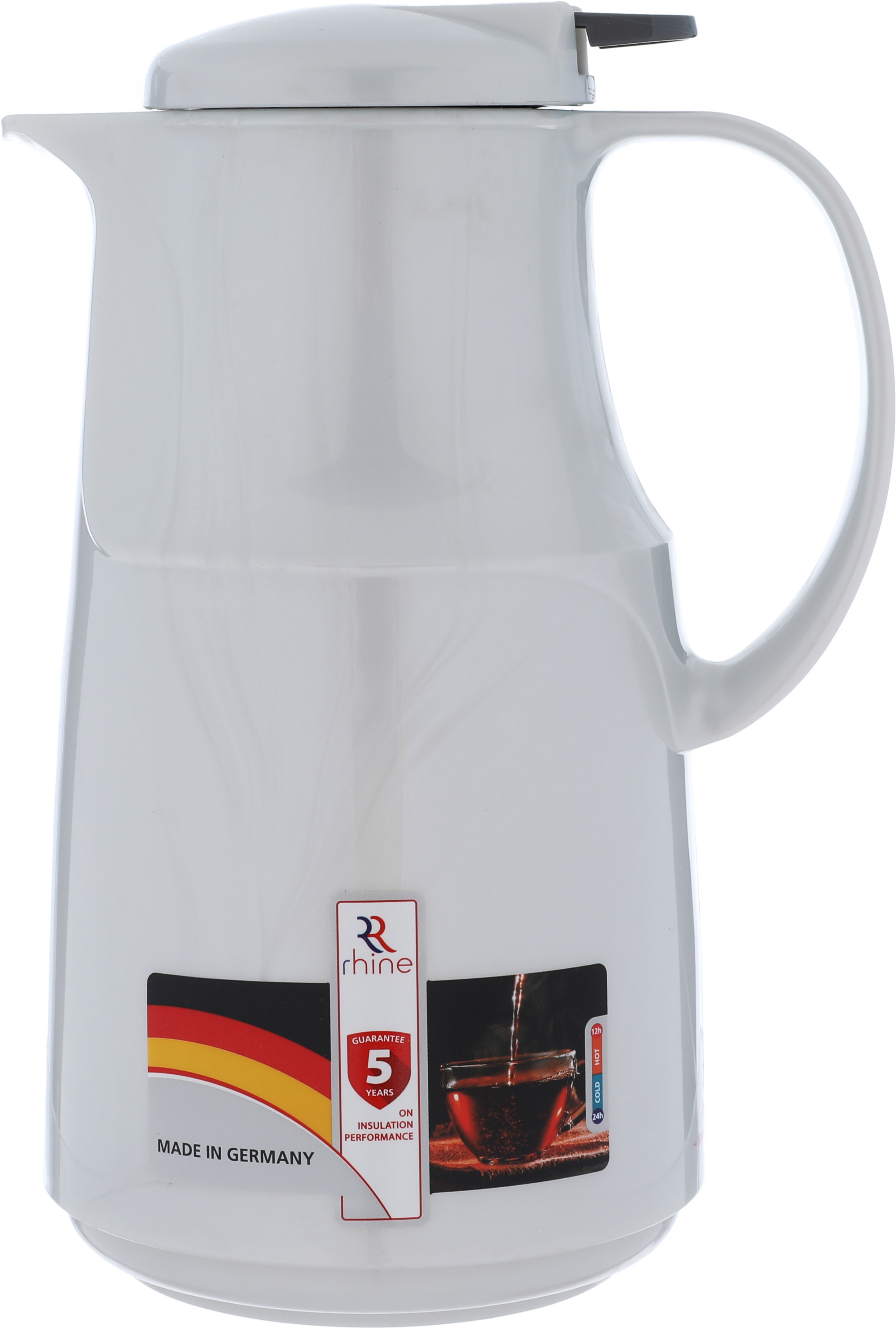 Alrhine Marcotec thermos, 1 liter, compressor, glass inner container, plastic outer shell - silver product image