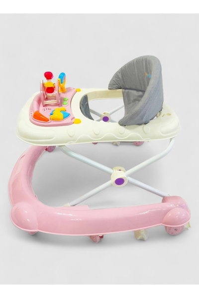 مشاية اطفال فان مومونت، قابلة للطي، مزودة بألعاب وزر موسيقى - ابيض وردي product image 5