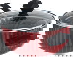 Saif Plus Teflon Frying Pan with Strainer, 22 cm, Glass Lid - Red product image 2