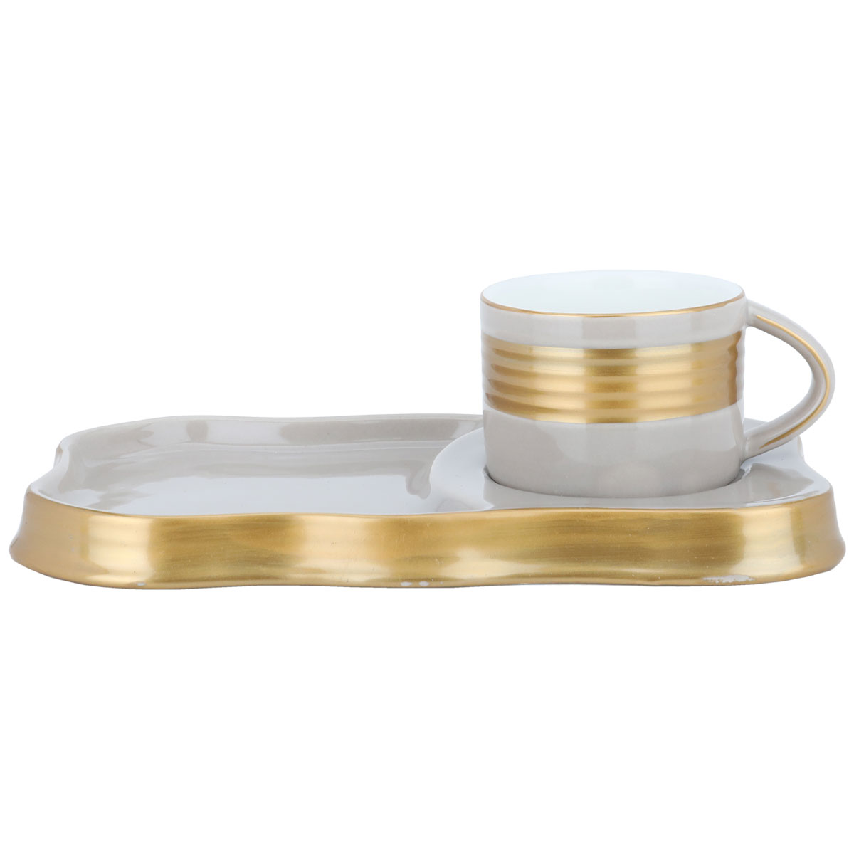 Al Saif Gallery porcelain coffee cup with saucer, 200 ml, gold-gray rims product image 2