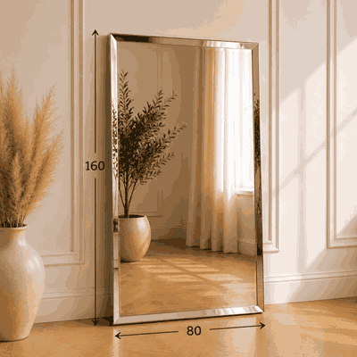 مراية مستطيلة زجاج، 80×60 سم، اطار معدن - فضي product image 3