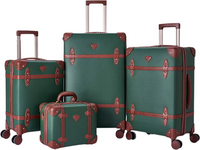 Limra LMA-17790 Limra Faux Leather Luggage Set, 4 Sizes, 4 Wheels, 360 Degree Rotating - Light Brown Green product image 1