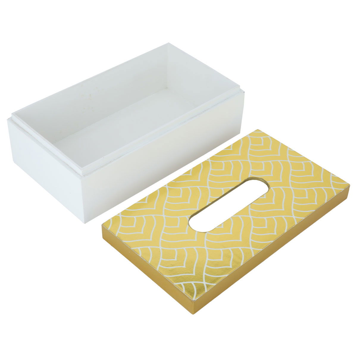 علبة مناديل خشب السيف غاليري، بغطاء منقوش - أبيض product image 2