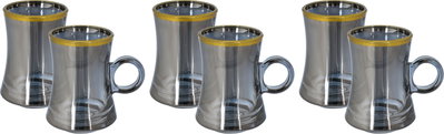 Al Saif Gallery Glass Cup Set, 6 Pieces, 200 Ml - Clear Gold product image 1