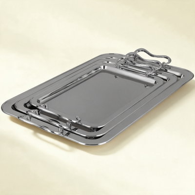 طقم صواني تقديم استيل الجهوري، 3 قطع - كروم product image 1