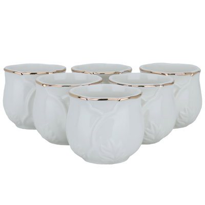 Al Saif Gallery porcelain Arabic coffee cups set, 6 pieces - white golden product image 1