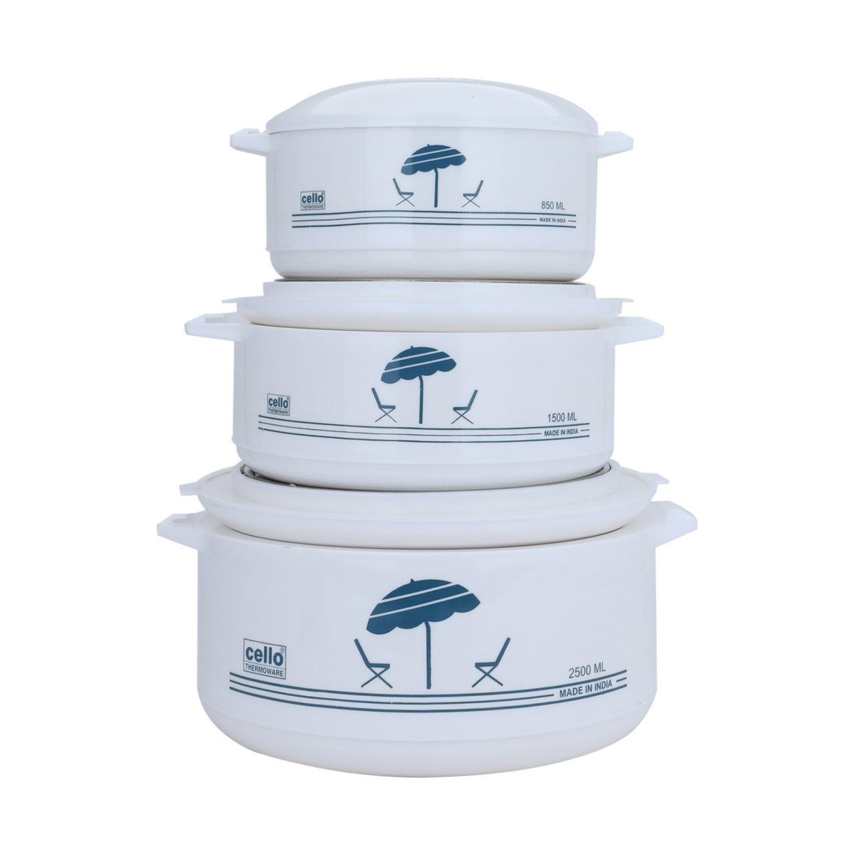 طقم حافظات طعام استيل تشيلو، 3 قطع - ابيض product image