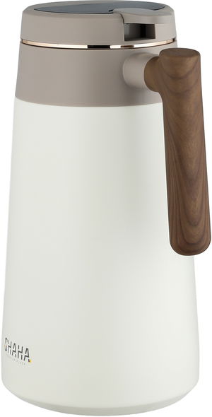 ترمس شاها، حافظة داخلية ستانلس ستيل1.7 لتر، ضغاط، يد خشبي - أبيض بيج product image 2