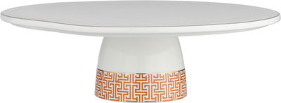 ستاند تقديم بورسلان ون مور، 32x32x9.8 سم، قاعدة، دائري - أبيض برتقالي product image 2