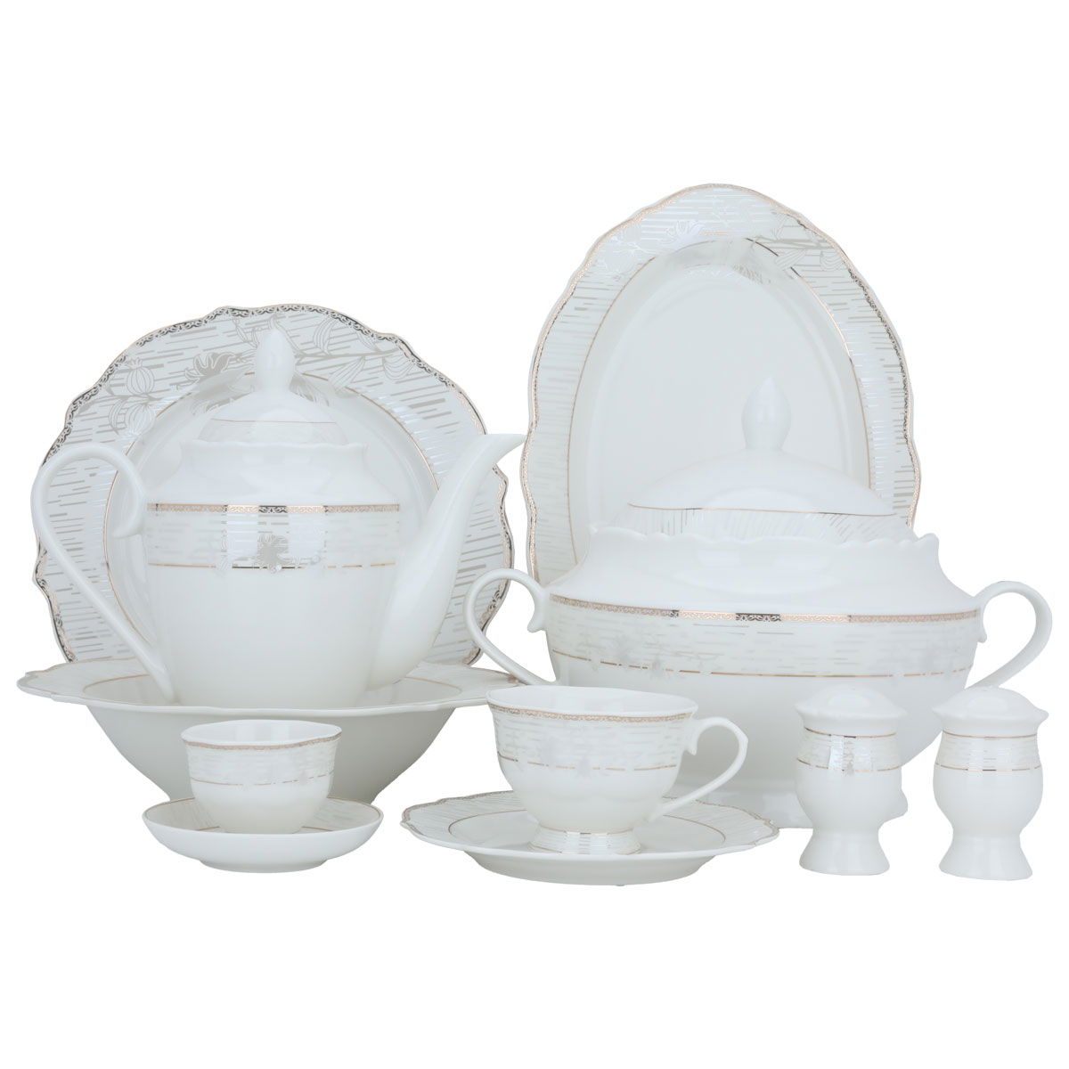 طقم سفرة بورسلان السيف غاليري، 65 قطعة، دائري - أبيض product image