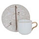 Al Saif Gallery porcelain coffee cup set, with saucer, Arabic letters engraved in gold, 12 pieces - white product image 1