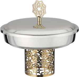 Al Saif Gallery Date tray with stainless steel lid, 20x20x19 cm, base - silver gold product image 2
