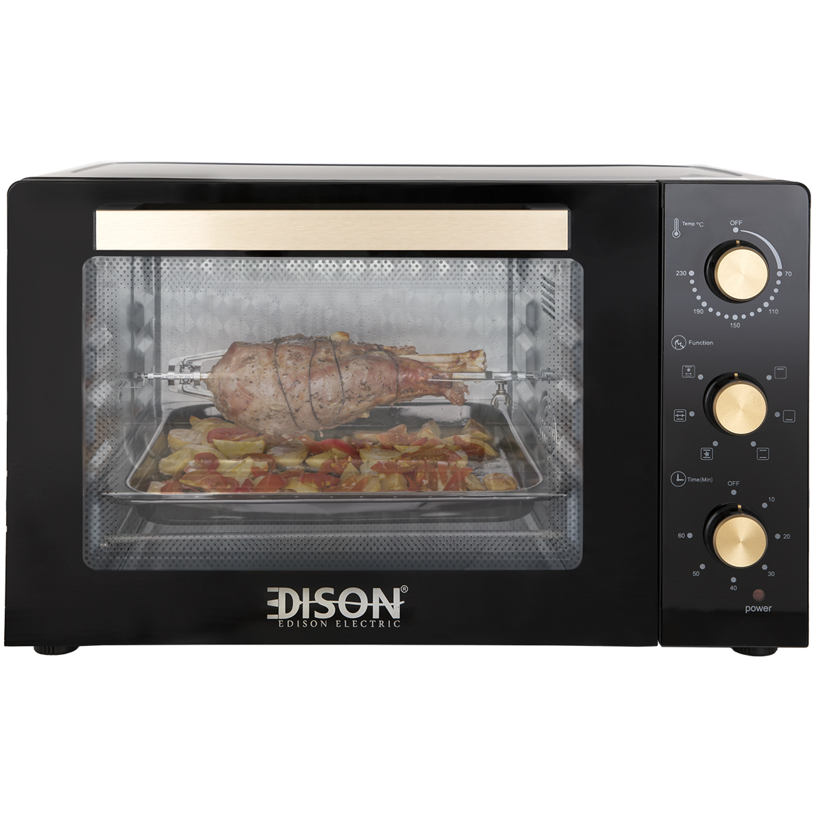 فرن كهربائي استيل دبل جلاس إديسون، 2200 واط، 60 لتر، HH6001A/BK - اسود product image