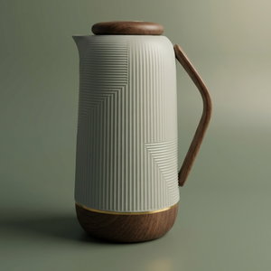 ترمس رواء جلوري، 1 لتر، حافظة داخلية زجاج حراري، ضغاط - أخضر فاتح product image