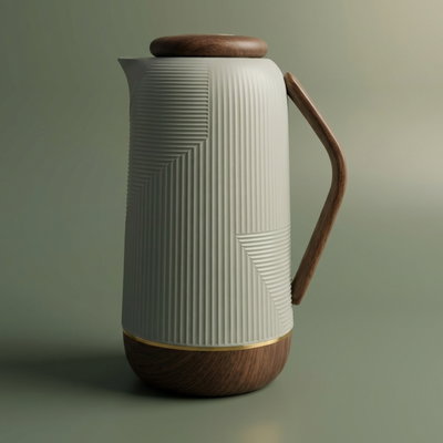 ترمس رواء جلوري، 1 لتر، حافظة داخلية زجاج حراري، ضغاط - أخضر فاتح product image 1