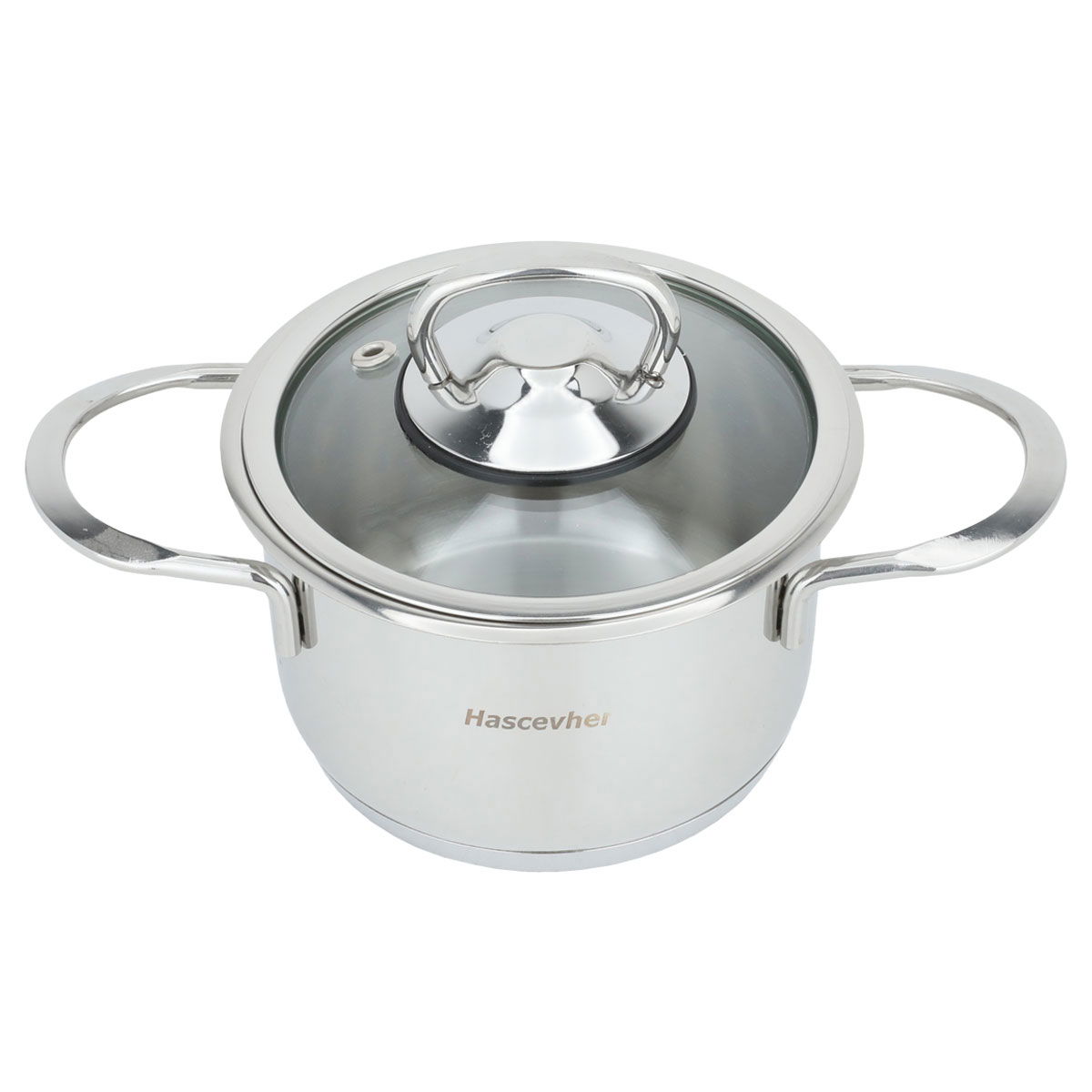 HASCEVHER Steel Pot with Glass Cover, 800 ml, 12 cm, Turkish - Silver product image 2