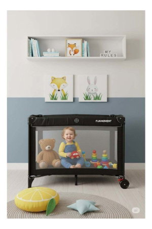 سرير اطفال فان مومنت، 100×70 سم، قابل الطي - اسود product image 2