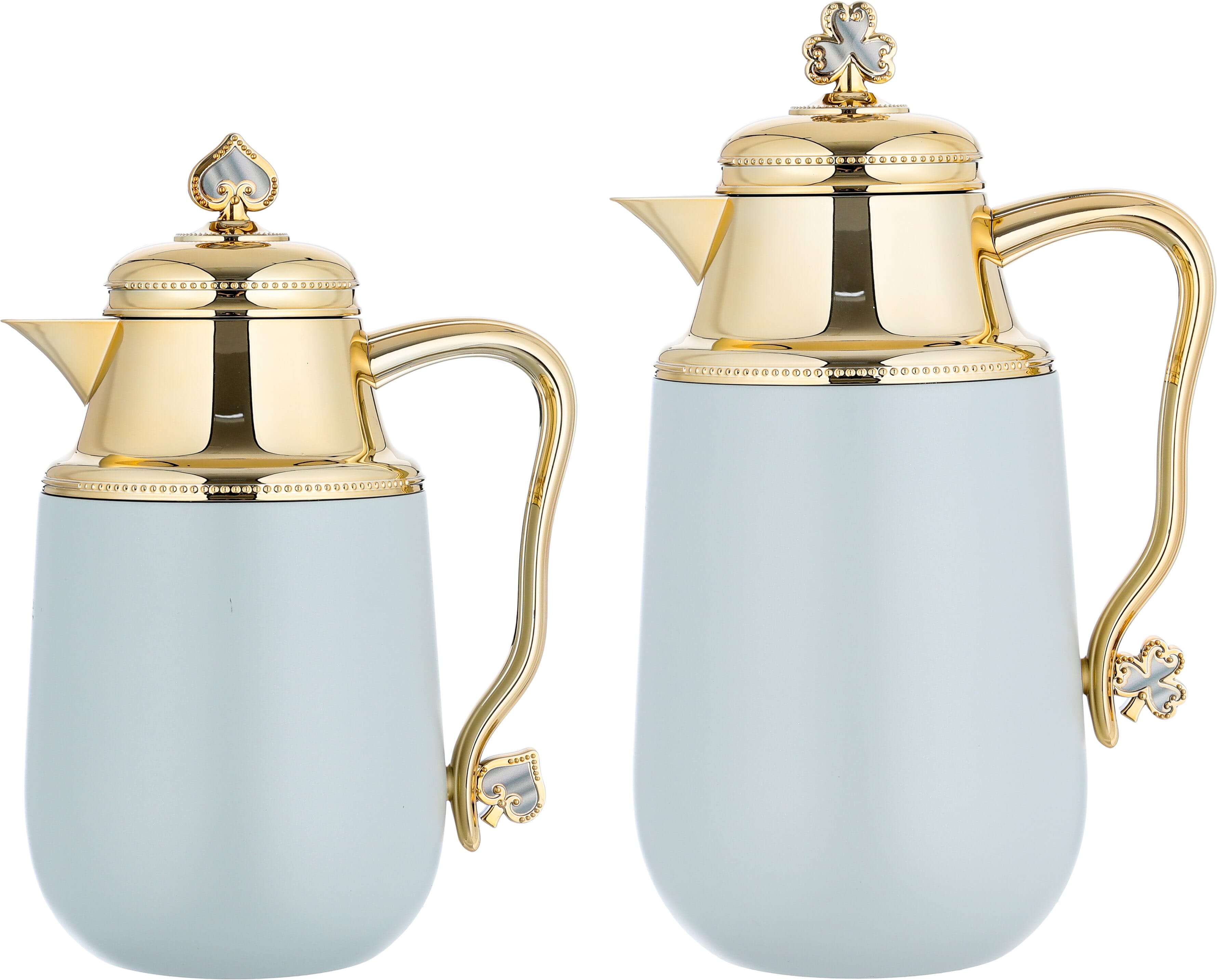 Al Saif Gallery Fatima thermos set, 1/0.7 liter, 2 pieces, thermal glass inner container, steel outer shell - light gray product image