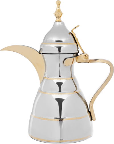 Alsaif Plus Marhaba Diriyah Dallah and Tea Pot Steel, 2 pieces, 0.9 / 1.6 litre - silver product image 2
