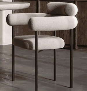 Modern Metal Chair, 75×55×45 Cm, Boucle Fabric And Foam - Beige product image 2