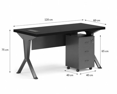 مكتب إداري مودرن خشب MDF، 120x60x75 سم - اسود رمادي product image 2
