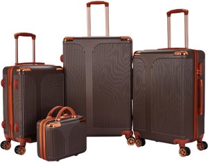 طقم شنط سفر ABS ليمرا، 4 مقاسات، 4 عجلات، بزاوية 360 درجة، OT-501865 - بني product image